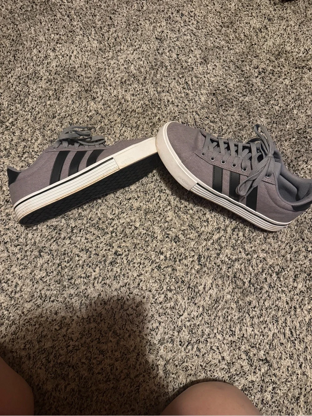 adidas Men’s Gray Sneakers with Black Stripes